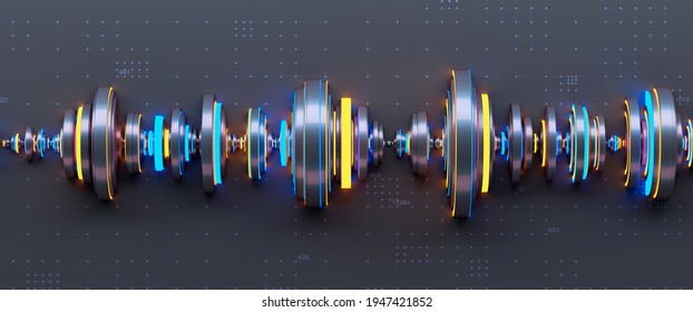 Abstract 3d Render Of Wave Shape. Sound Vibrations, Analysis. 