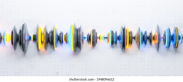 Abstract 3d Render Of Wave Shape. Sound Vibrations, Analysis. 