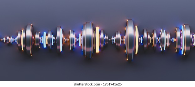 Abstract 3d Render Of Wave Shape. Sound Vibrations, Analysis. 