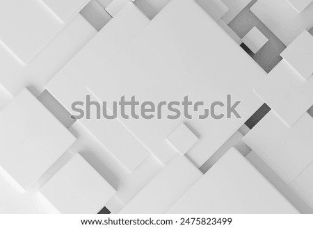 Abstract 3d render, white geometric background design