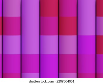 Abstract 3D Rendered Background, Hot Pink, Fuchsia, Ruby, Rose Colored Stripes, Cylinders