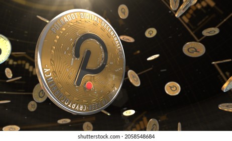 Abstract 3d Rendered Polkadot Crypto Currency Coin