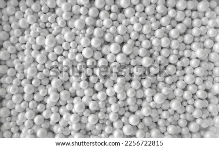 Abstract 3d rendering geometric background with white pearl spheres, beads