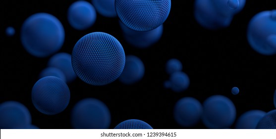 Abstract 3d rendering of geometric shapes. Modern background design with spheres