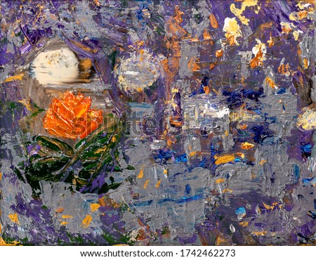 Abstract 3D rendering painting with vibrant colors and brushstrokes textures. Artistic unique painting.