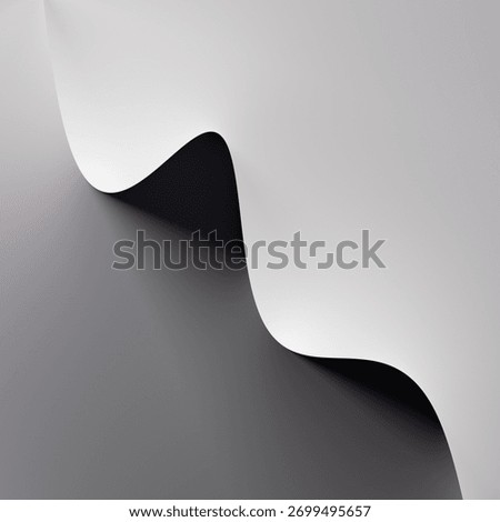 Abstract 3D rendering of smooth curved shapes with soft shadows. Minimalist monochrome composition with elegant light and shadow interplay.