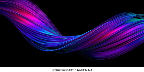 Abstract 3d rendering of twisted lines. Modern background design, illustration of a futuristic shape