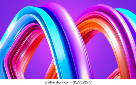 Abstract 3d rendering of twisted lines. Modern background design, illustration of a futuristic shape