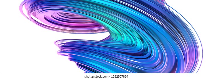 Abstract 3d Rendering, Twisted Shape, Modern Illustration, Background Design