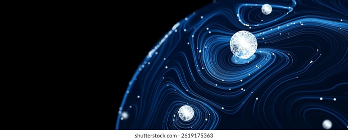 Abstract 3d sphere with interconnected lines and nodes, symbolizing a  big data futuristic digital network .Digital  Artificial Intelligence  background with particles. 3D wireframe geometric sphere. - Powered by Shutterstock - Get 15% off with code: PIKWIZARD15