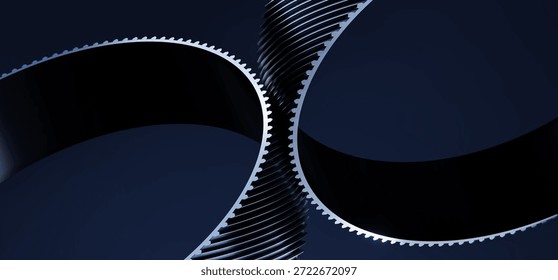 Abstract 3D technology background with black helios gears. Low key style mechanical background, tech, mechanical theme, graphics for modern digital design projects