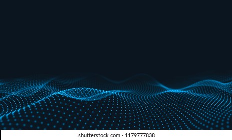 Abstract 3d Technology And Science Neon Visualization. Blockchain And Cryptocurrency. Digital Wallpaper. Business Concept. Big Data And Artificial Intelligence. Rendering Computer Virtual Reality