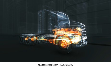 Abstract 3D Truck Engine