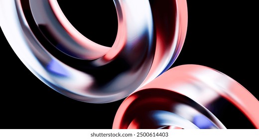 abstract 3d wallpaper render shiny, red and white, overlapping rings symbolizing unity, love, partnerships. Perfect for wedding invitations, Valentines Day designs.