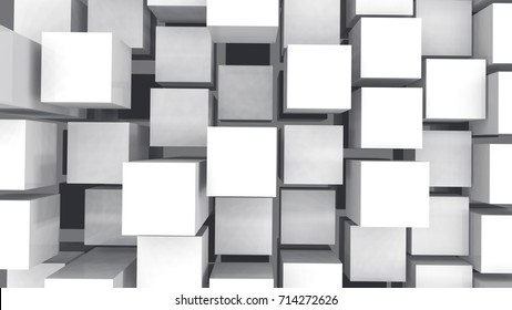 abstract 3d white cubes background.3D rendering.