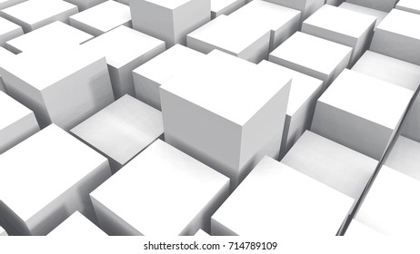 abstract 3d white cubes background.3D rendering.