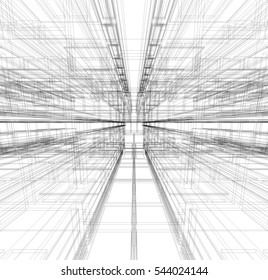 Abstract 3D wireframe structure for background.