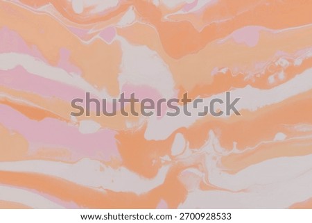 Abstract acrylic pour background texture. Fluid art marbling with soft pastel colors: blush pink, pale peach, and creamy beige. Calming artistic surface. 