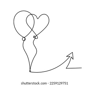 Abstract air balloon    direction as line drawing white background