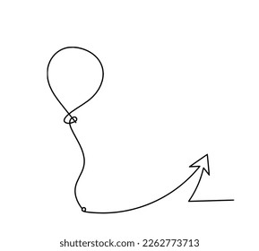 Abstract air balloon    direction as line drawing white background