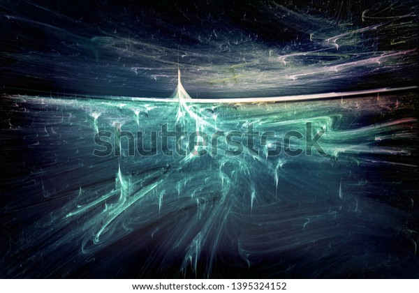 Abstract alien dark landscape. Futuristic\
3d\
illustration.