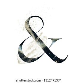 Abstract Alphabet Font - textured ampersand & composition with brush stroke. Unique collection for wedding invites decoration and many other concept ideas.