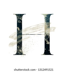 Abstract Alphabet Font - textured letter H composition with brush stroke. Unique collection for wedding invites decoration and many other concept ideas.