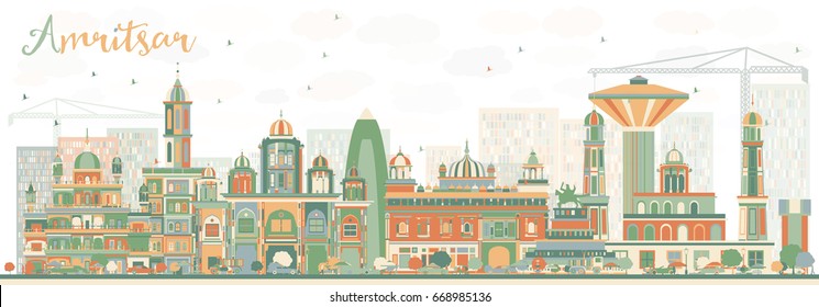 Abstract Amritsar Skyline Color Buildings Vector Stock Vector (Royalty ...