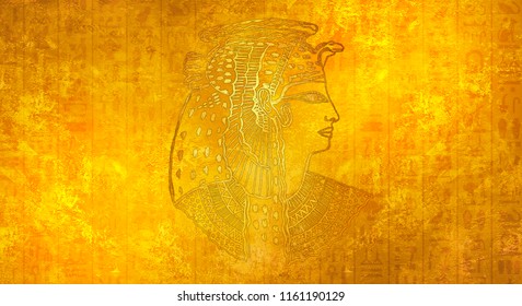 Abstract Ancient Egyptian Background, Cleopatra. Gold