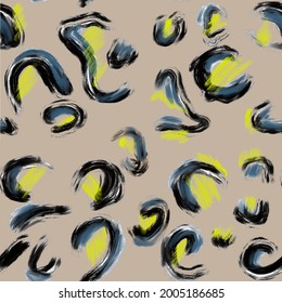 Abstract Animal Skin Leopard Seamless Pattern Design. Jaguar, Leopard, Cheetah, Panther Fur. Black And White Seamless Camouflage Background.