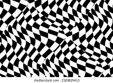 Abstract Animated Wave Pattern Checkered White And Black Background