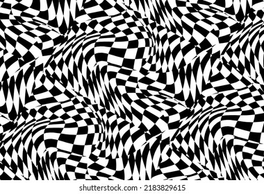 Abstract Animated Wave Pattern Checkered White And Black Background