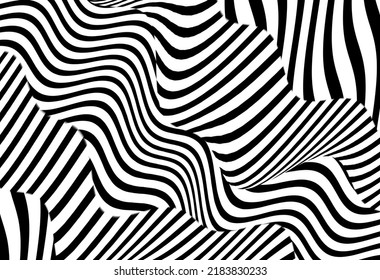 Abstract Animated Wave Pattern Lines White And Black Background