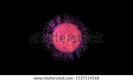 Abstract animation of sphere of luminous dots. Animation. Round cluster of bokeh spots rotating and approaching on black background. Sphere of dots is similar to structure of molecule