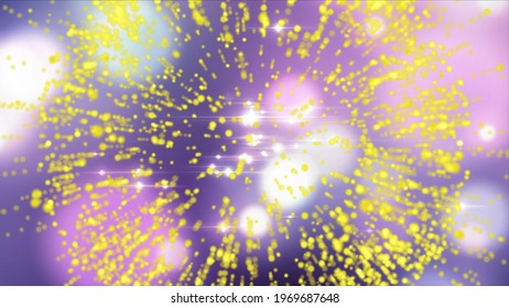 Abstract Animation Of A Sunbeam Making Its Way Through Blurry Clouds. Particles Of A Sunbeam Close-up. Isolated Black Background.