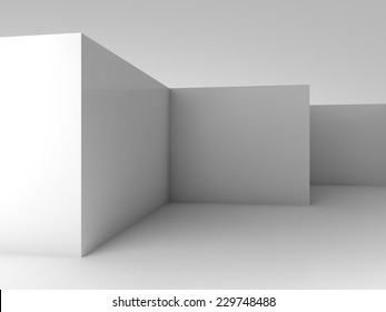 Abstract architectural 3d background, white empty room interior with corners
