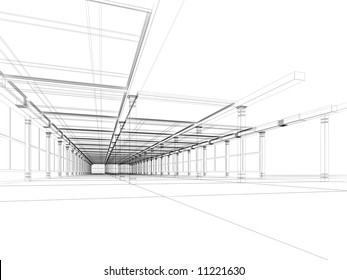 Abstract architectural 3D construction. Concept - modern architecture and designing.