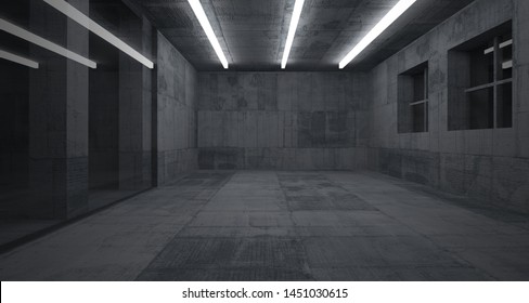Abstract architectural concrete interior of a minimalist house with neon lighting. 3D illustration and rendering. - Shutterstock ID 1451030615