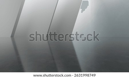 Abstract architectural space with empty concrete floor, Geometric in dark sci-fi interior design, 3d rendering background