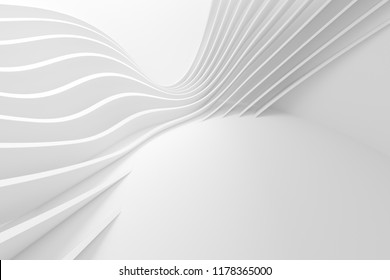 Abstract Architecture Background. 3d Rendering of White Circularl Building. Creative Engineering Concept