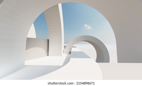 Abstract Architecture Background Arched Interior 3d Render
