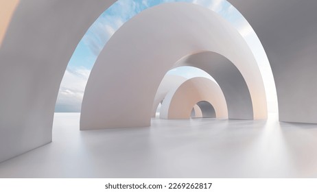Abstract architecture background arched interior 3d render