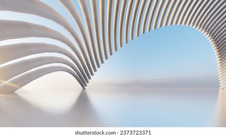Abstract architecture background arched interior 3d render