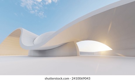 Abstract architecture background arched interior 3d render