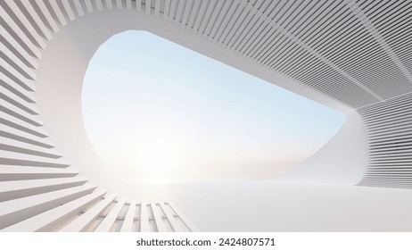 Abstract architecture background arched interior 3d render