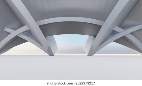 Abstract architecture background arched interior 3d render