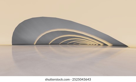 Abstract architecture background arched interior 3d render