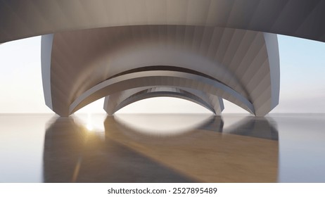 Abstract architecture background arched interior 3d render