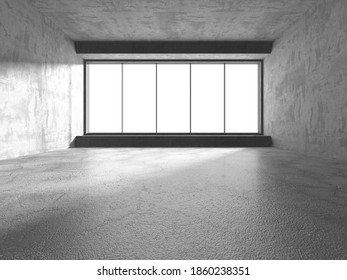 Abstract architecture background. Empty rough concrete interior. 3d render