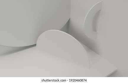 Abstract Architecture Background. White Circular Building. 3d Rendering